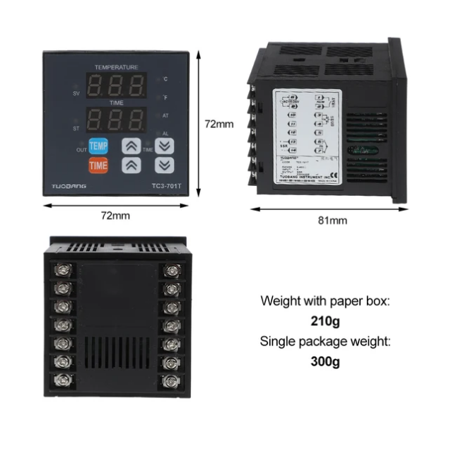 Temporizador de Temperatura TC3-701T Controlador de Temperatura - Imagen 3